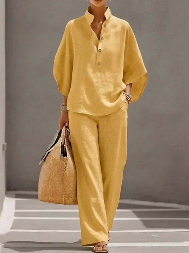 Maribel™ | Ensemble deux pièces à manches chauve-souris et pantalon large