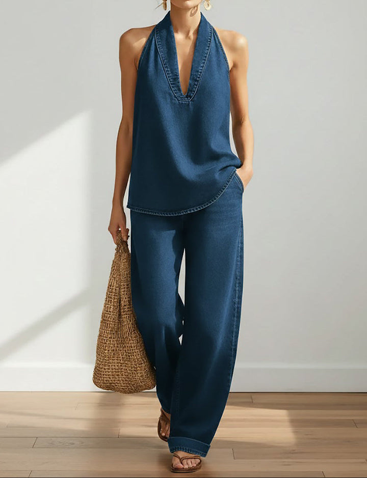 Ivy | Ensemble Coordonné en Denim Effet Vintage Délavé Doux