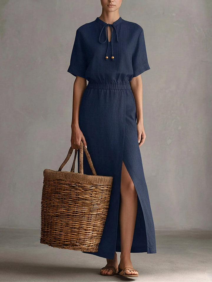 Serena | Robe longue en lin et coton au style raffiné