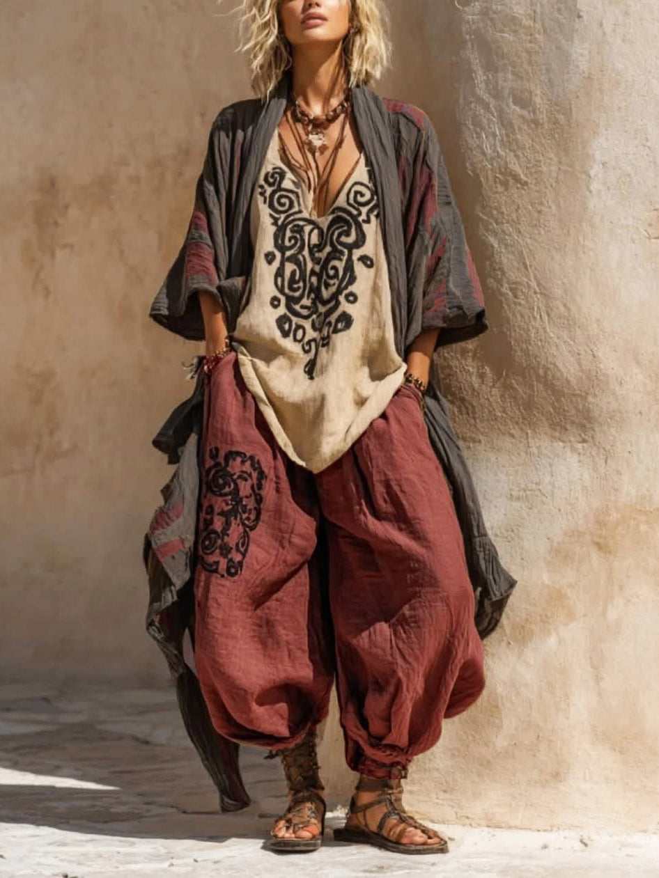 Ornella | Ensemble boho artistique en lin et coton