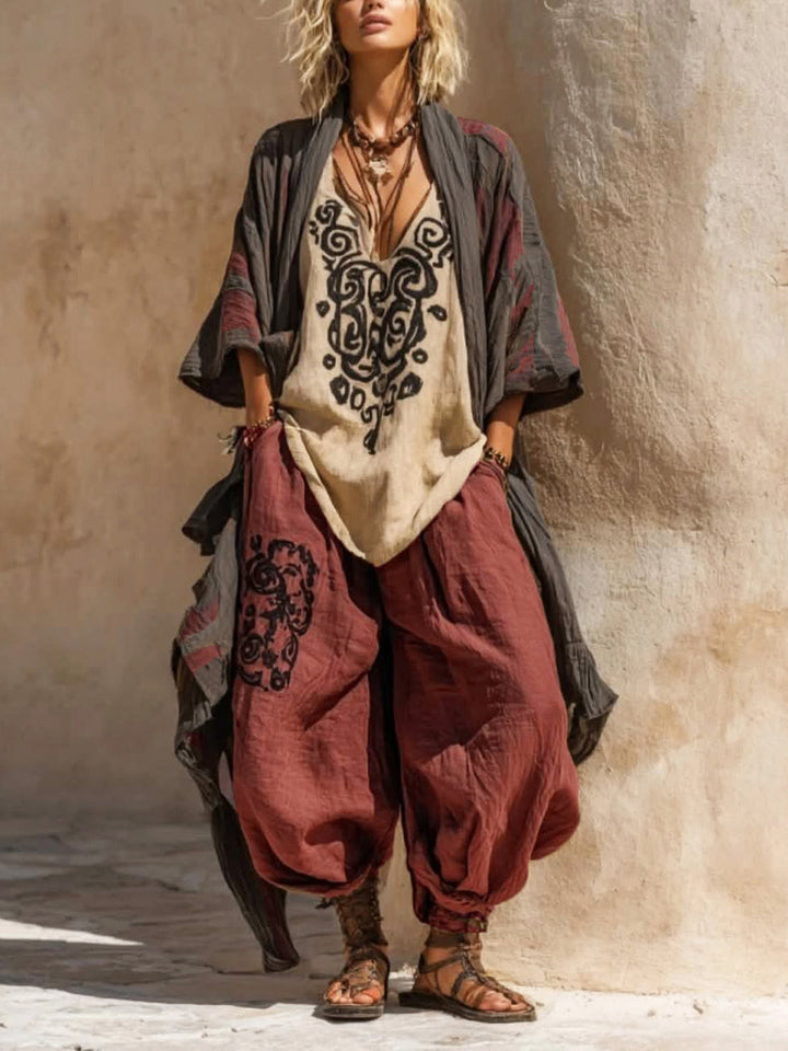 Ornella | Ensemble boho artistique en lin et coton