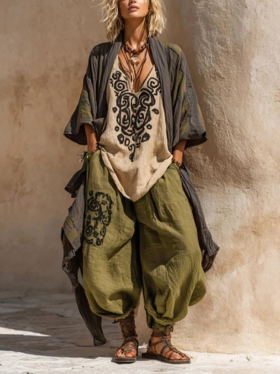 Ornella | Ensemble boho artistique en lin et coton