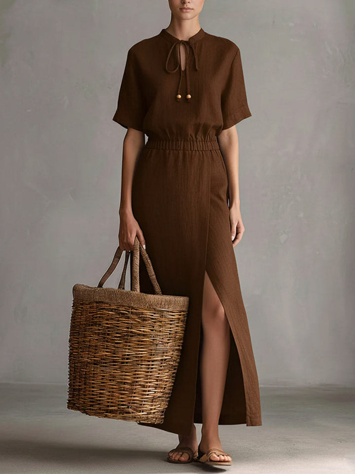 Serena | Robe longue en lin et coton au style raffiné