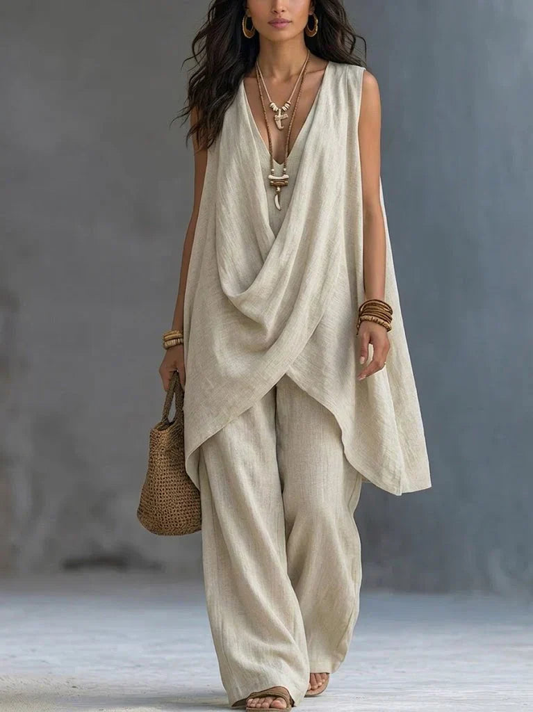 Ginevra | Ensemble Drapé à Pantalon Large