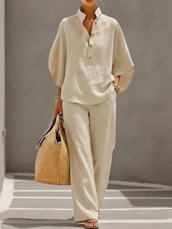 Maribel™ | Ensemble deux pièces à manches chauve-souris et pantalon large