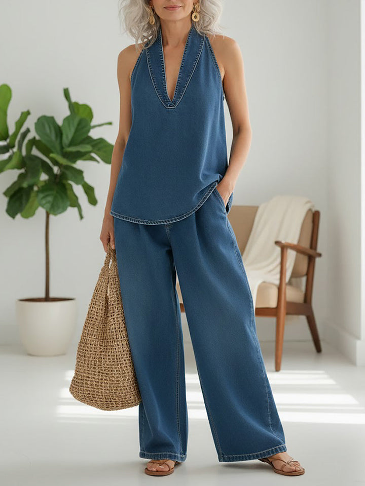 Ivy | Ensemble Coordonné en Denim Effet Vintage Lavé Doux