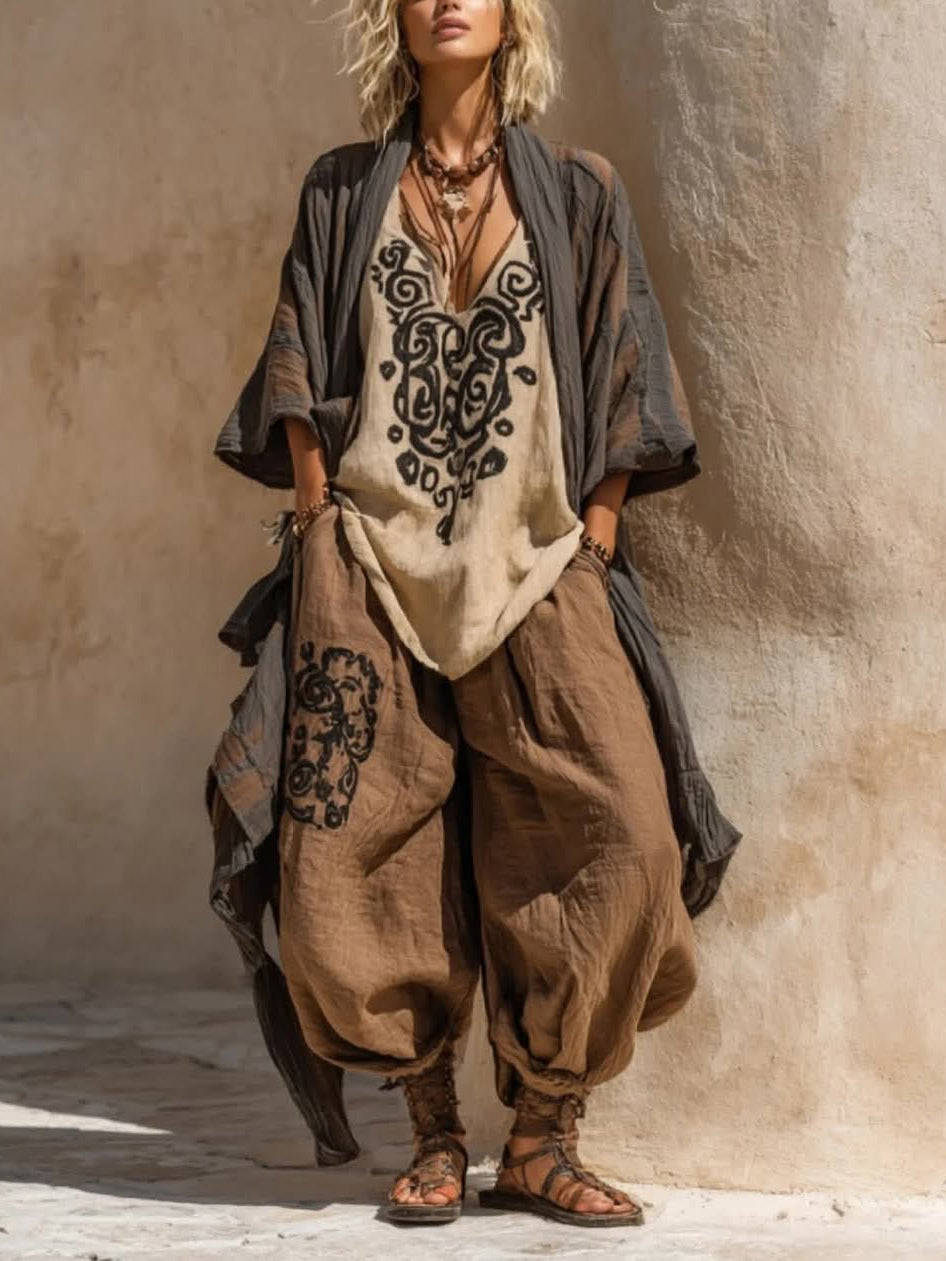 Ornella | Ensemble boho artistique en lin et coton
