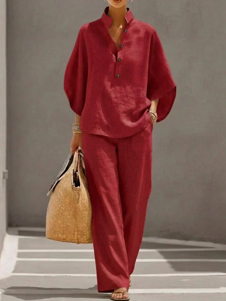 Maribel™ | Ensemble deux pièces à manches chauve-souris et pantalon large