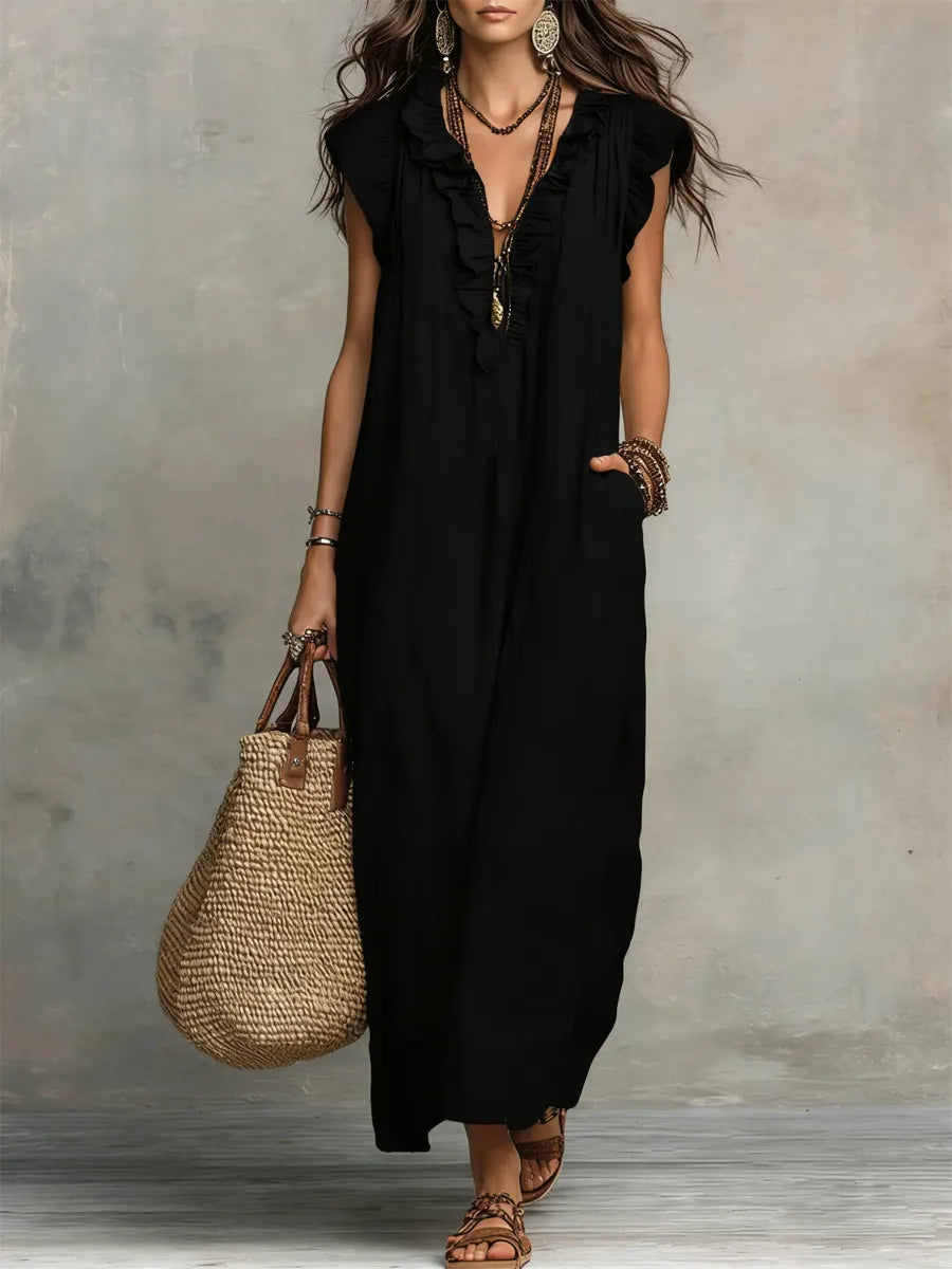 Chiara | Robe Maxi Bohème à Décolleté en V