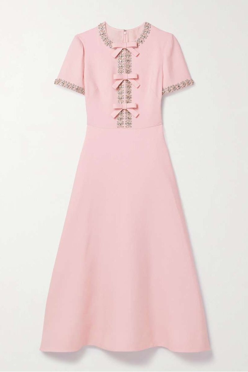 Zoe - Robe midi avec nœud et ornements en cristal
